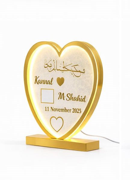 Heart shaped LED wedding keepsake