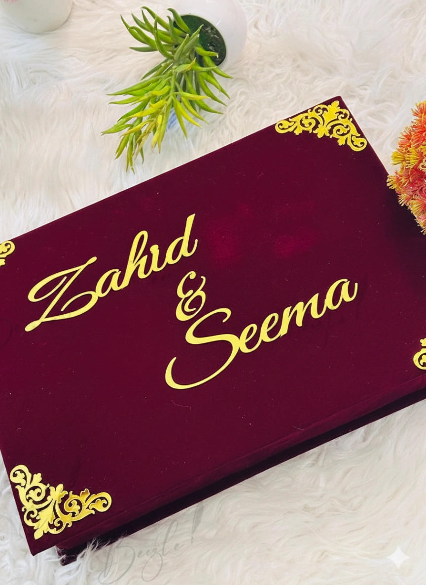 Maroon Nikah Booklet with Box & Pen