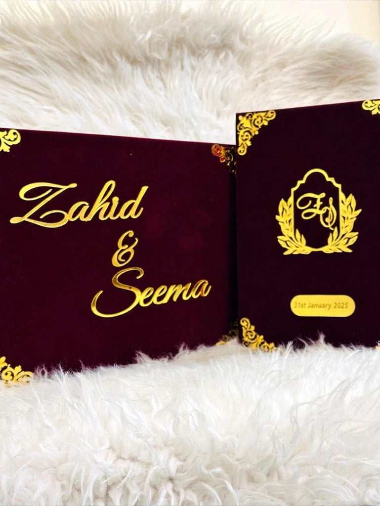 Maroon Nikah Booklet with Box & Pen Main image