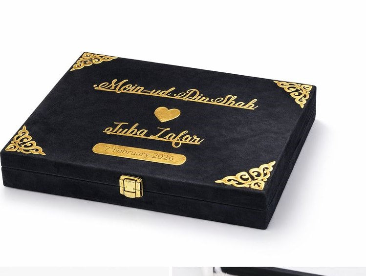 Black Nikkah Booklet With Pen & Box Main image