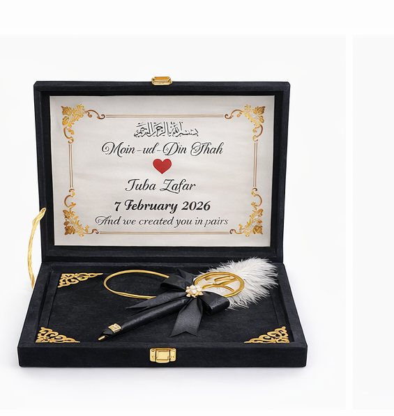 Black Nikkah Booklet With Pen & Box
