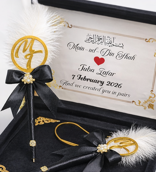 Black Nikkah Booklet With Pen & Box
