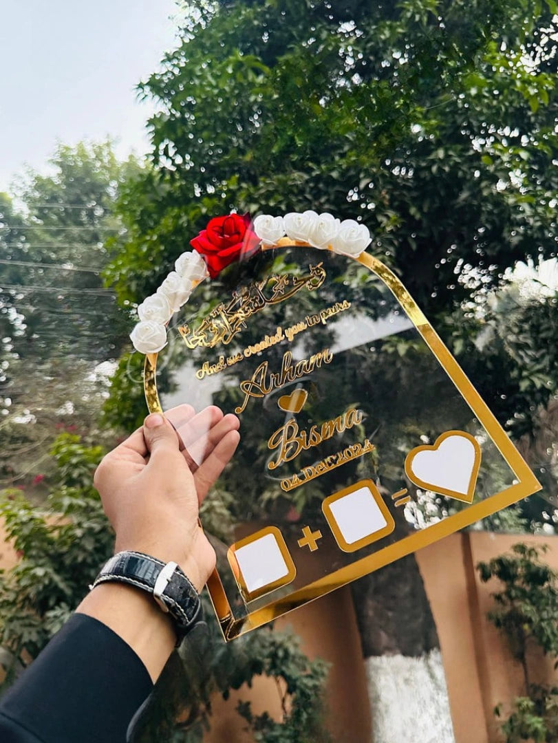 Nikah Thumb Board Decorated White Red Roses Secondary image
