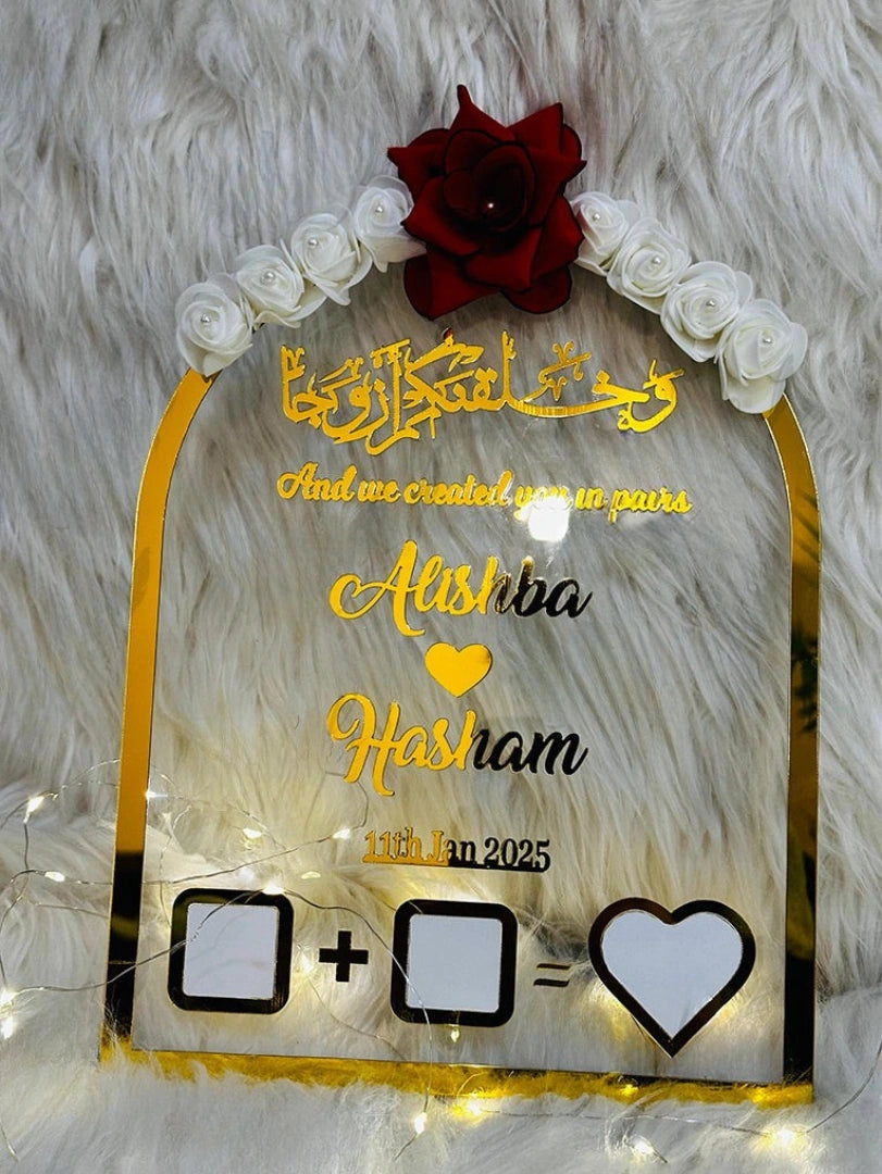Nikah Thumb Board Decorated White Red Roses