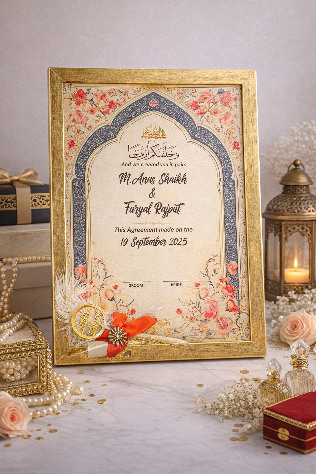 Customized Nikah Frame – Islamic Wedding Agreement Wall Frame (Premium Gift)