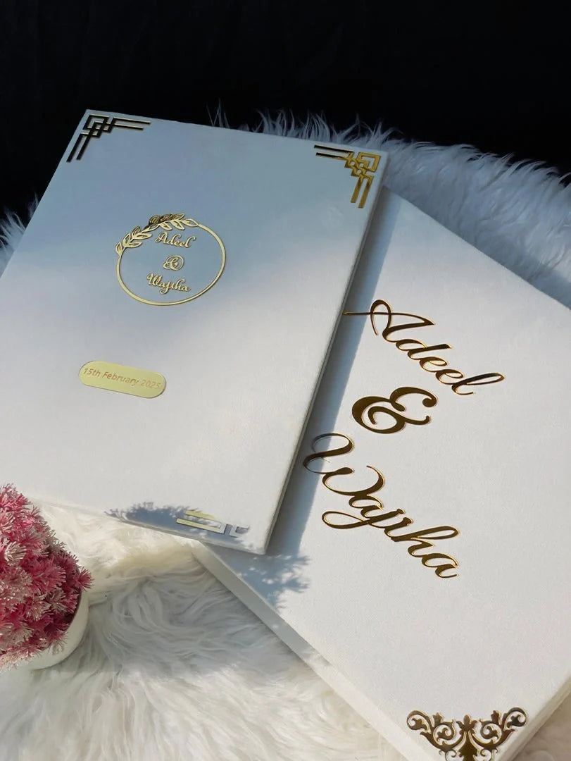 White Nikkah Booklet with Pen & Box