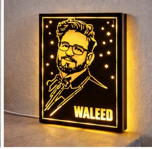 Custom LED Acrylic Name Portrait Wall Light (large size) Secondary image