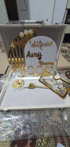 Elegant wedding gift set display