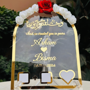Nikah Thumb Board Decorated White Red Roses