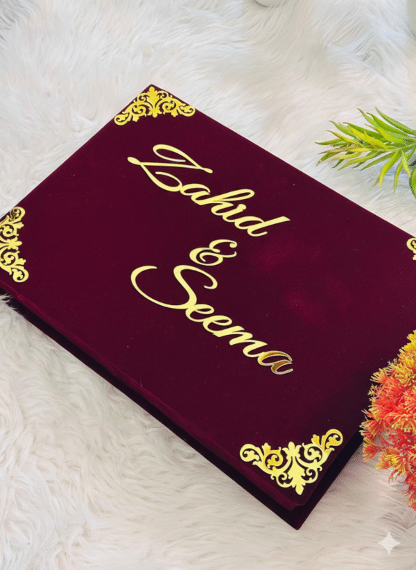 Maroon Nikah Booklet with Box & Pen - Image 3
