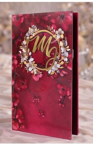 Luxury Personalized Acrylic Nikah Certificate Folder Red Floral Design with Gold Detailing - Image 4