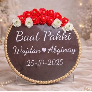 Personalized Engagement Plaque With Roses And Pearls