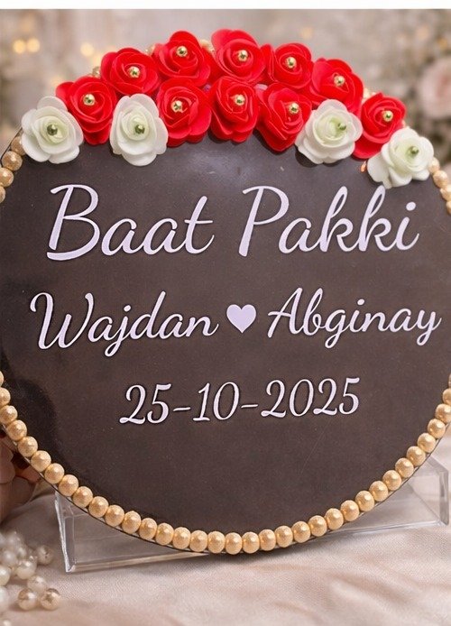 Personalized Engagement Plaque With Roses And Pearls - Image 3