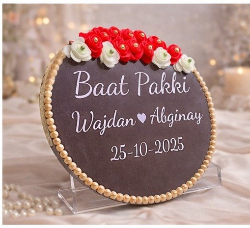 Personalized Engagement Plaque With Roses And Pearls - Image 2