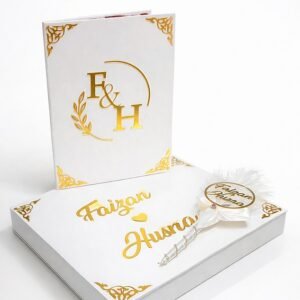 White Nikkah Booklet with Pen & Box