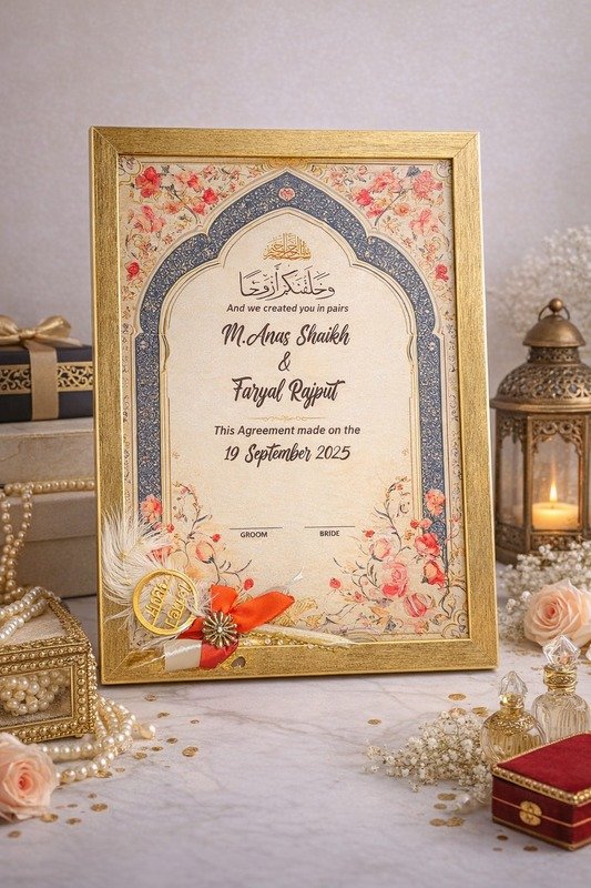 Islamic Wedding Agreement Wall Frame Premium Gift